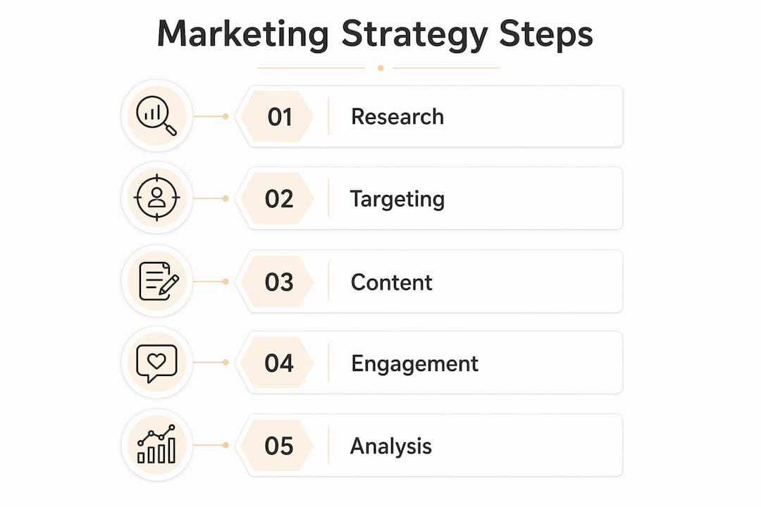 Infographic outlining marketing strategy steps