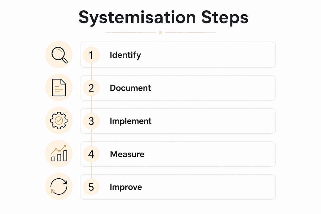 Infographic showing systemisation steps