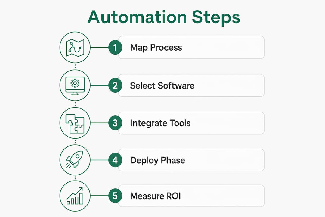Infographic illustrating steps of legal workflow automation