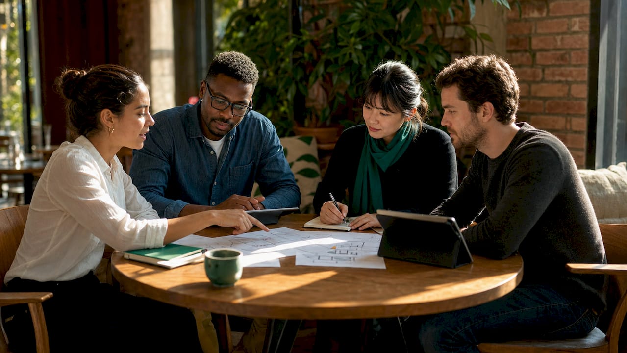 Team collaborating on workflow efficiency improvements