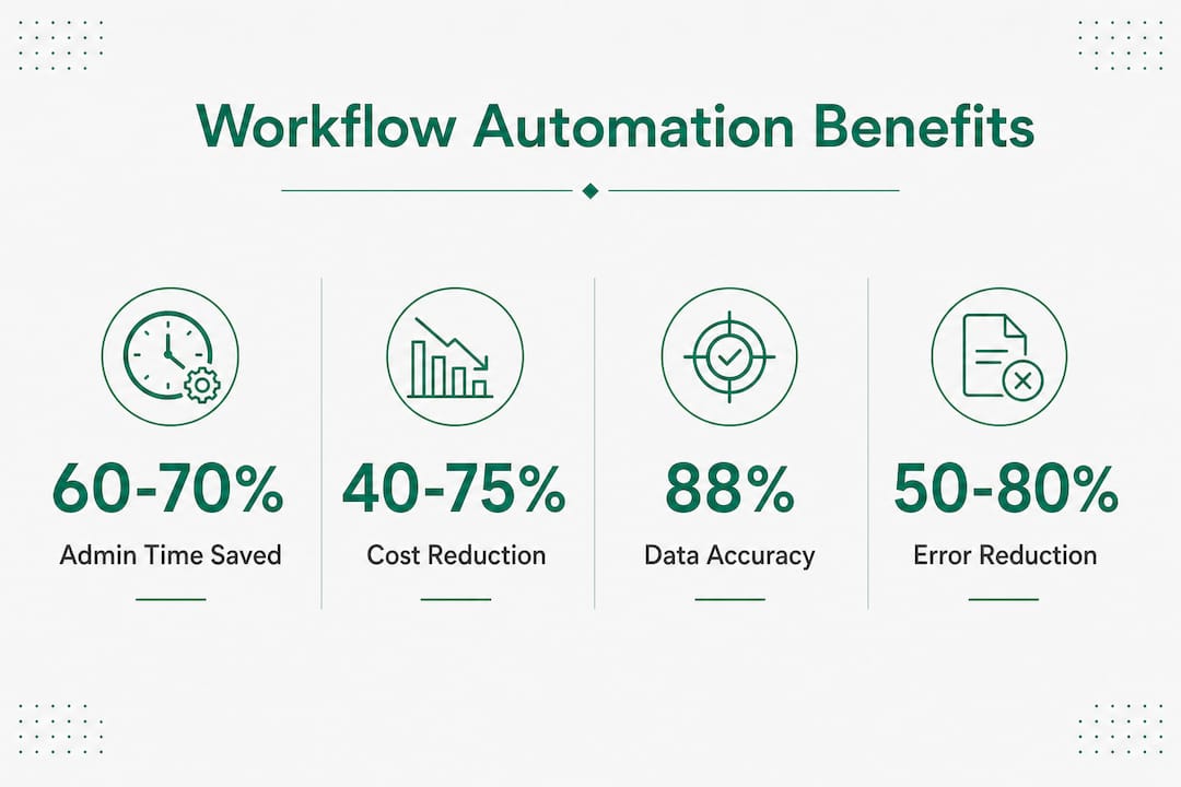 Infographic showing key workflow automation benefits statistics