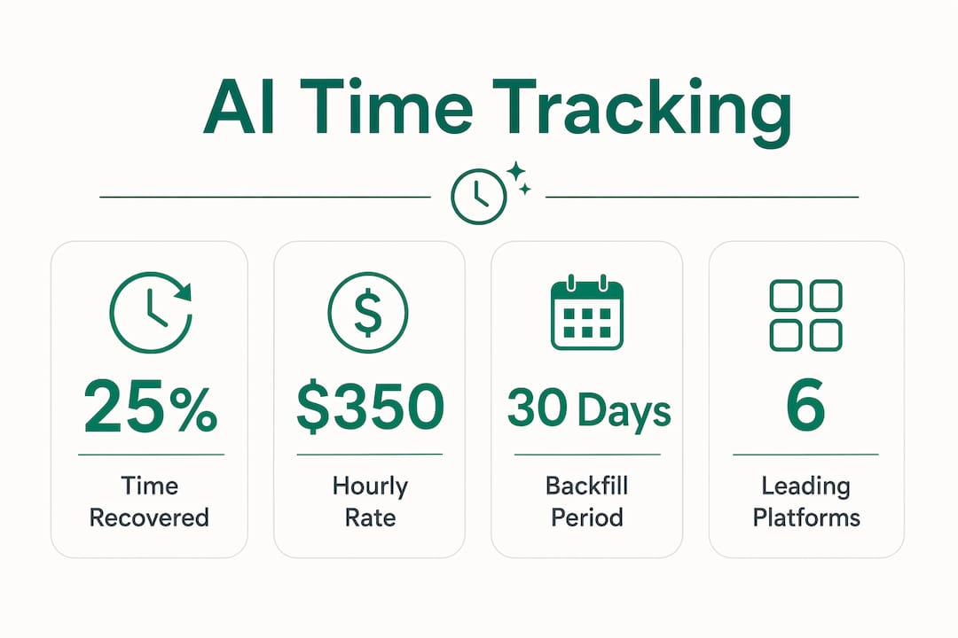 Infographic showing key AI time tracking statistics