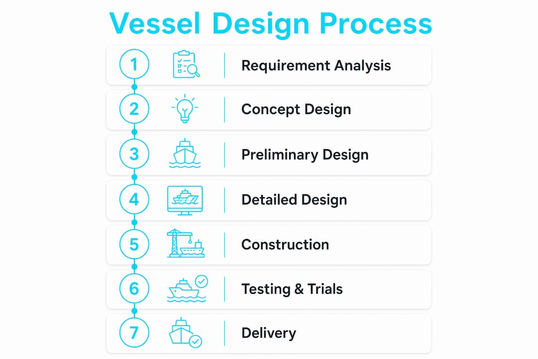 Infographic illustrating vessel design stages
