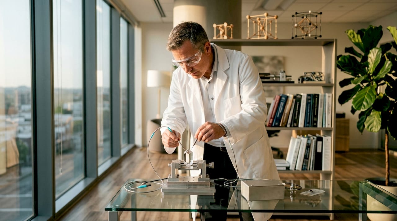 Engineer measuring anisotropic conductivity in lab