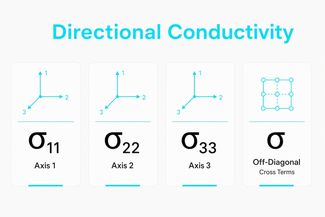 Infographic illustrating conductivity tensor components