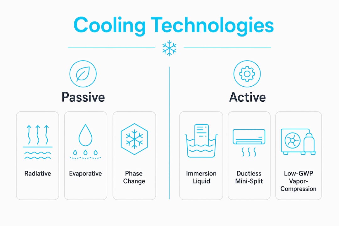 Infographic comparing passive and active cooling technologies