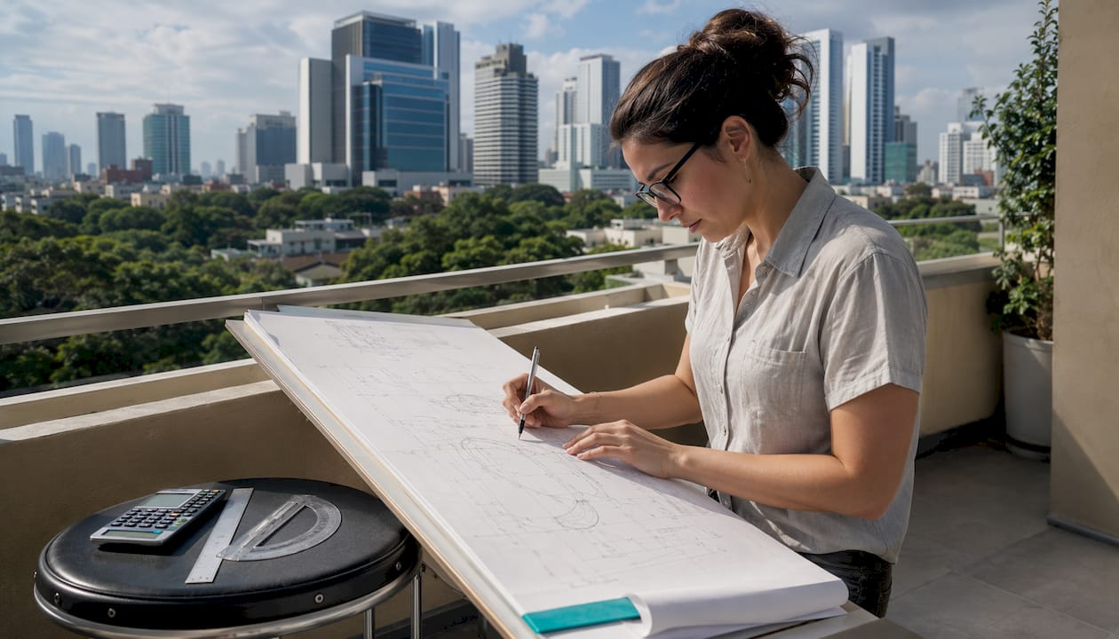 Engineer sketching pressure vessel stress calculations