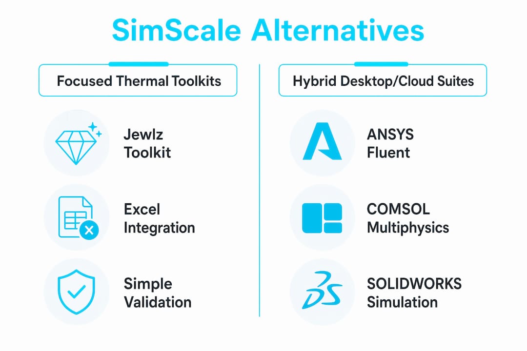 Infographic comparing SimScale alternatives categories