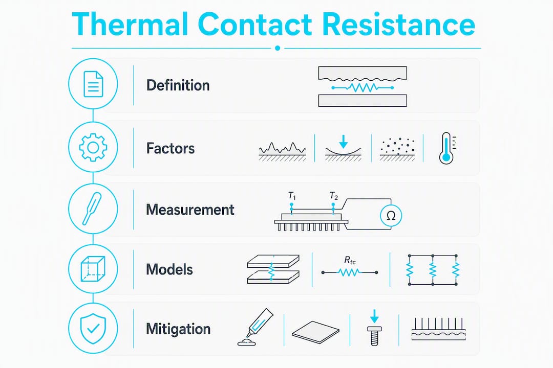 Infographic illustrating thermal contact resistance steps