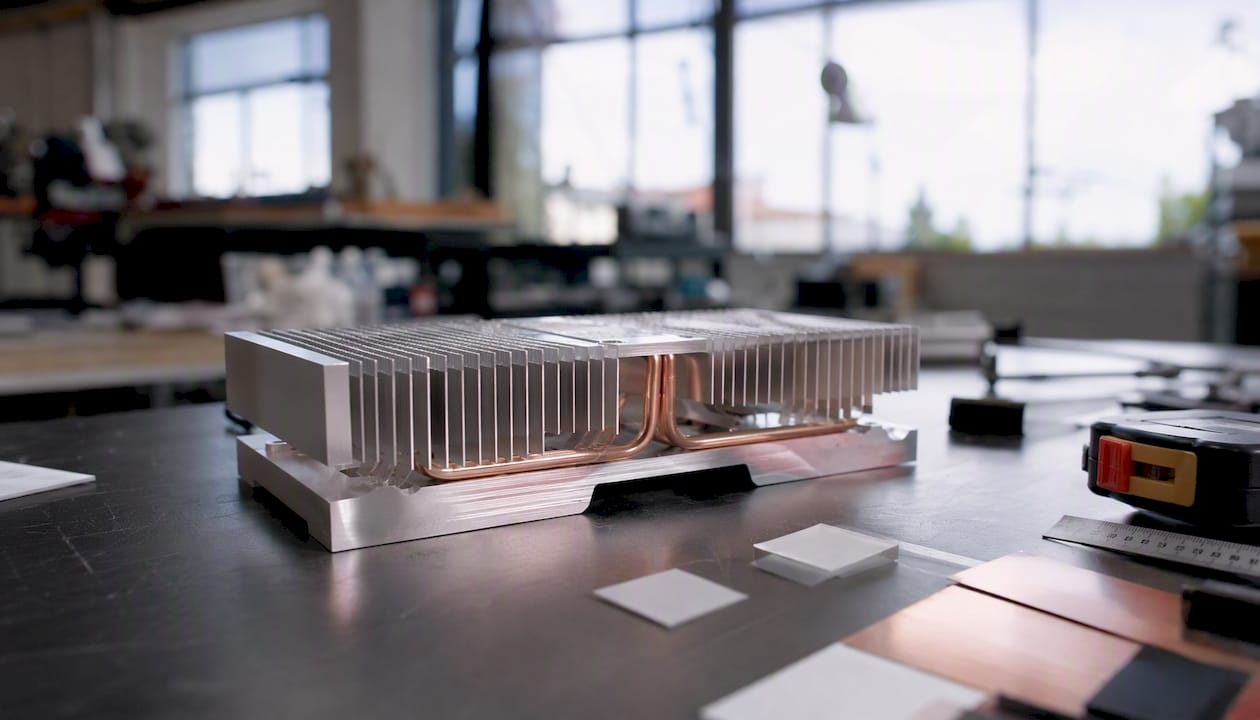 Embedded heat pipe detail in aluminum heat sink