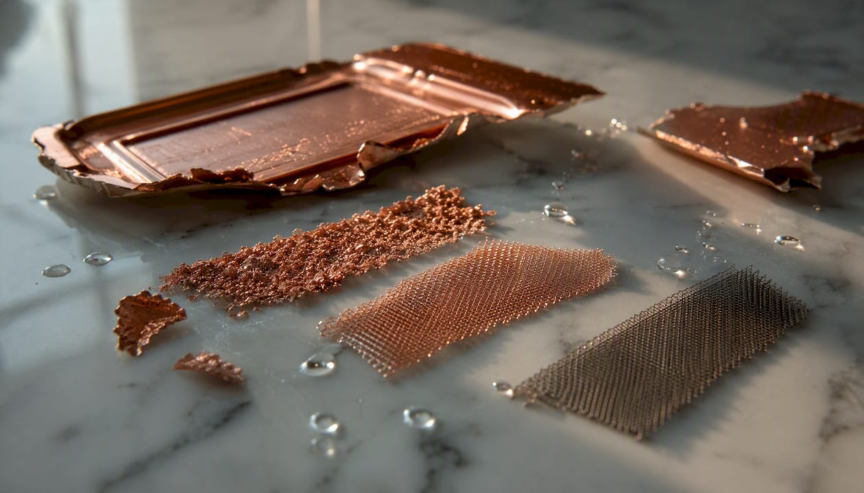 Close-up of vapor chamber envelope and wick materials