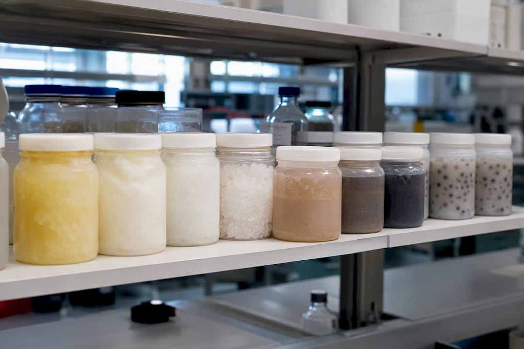 Laboratory container samples of different PCM classes