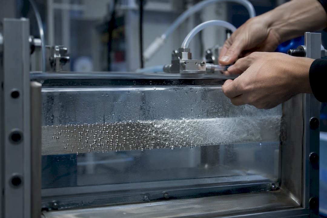 Metal surface showing nucleate, transition, and film boiling