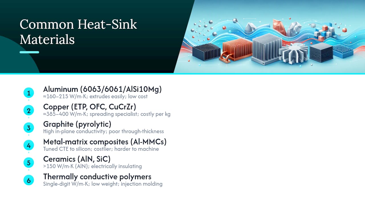Comparing the Common Heat Sink Materials — overview diagram