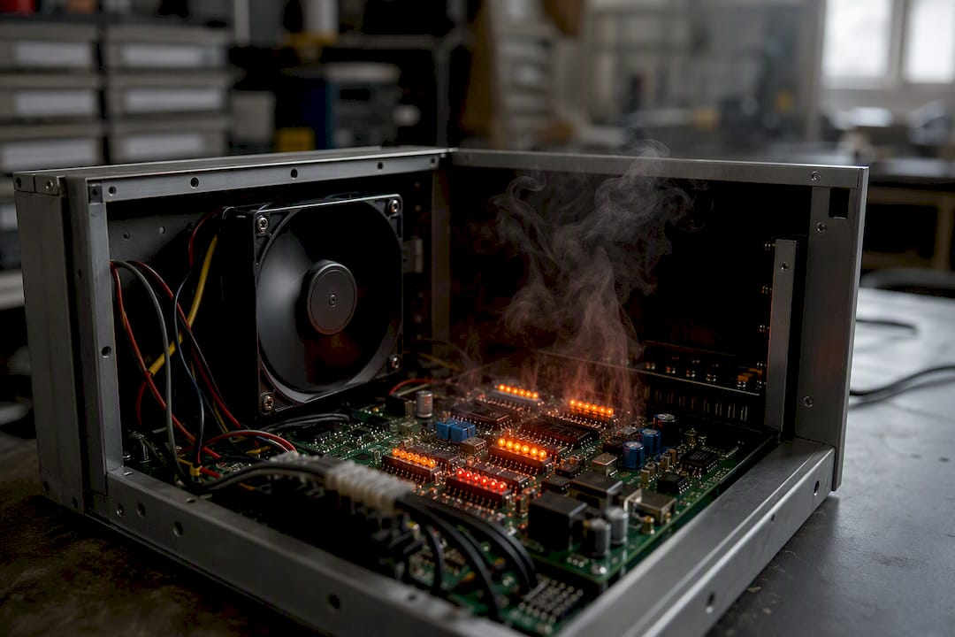 Internal fan airflow inside electronics enclosure
