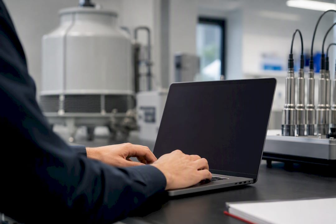Engineer adjusting CFD thermal simulation settings