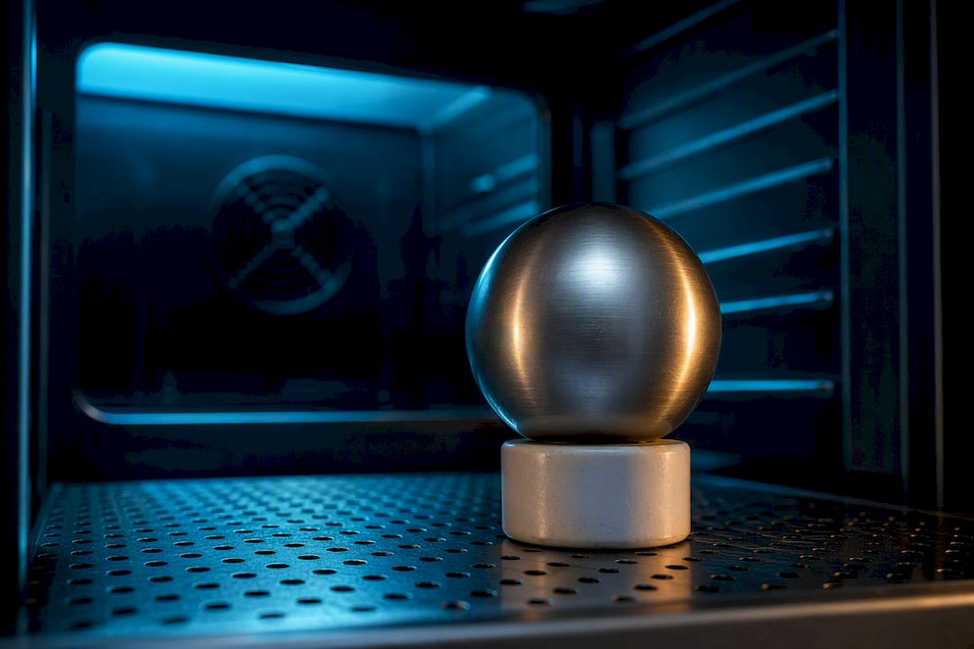 Aluminum sphere cooling in test chamber