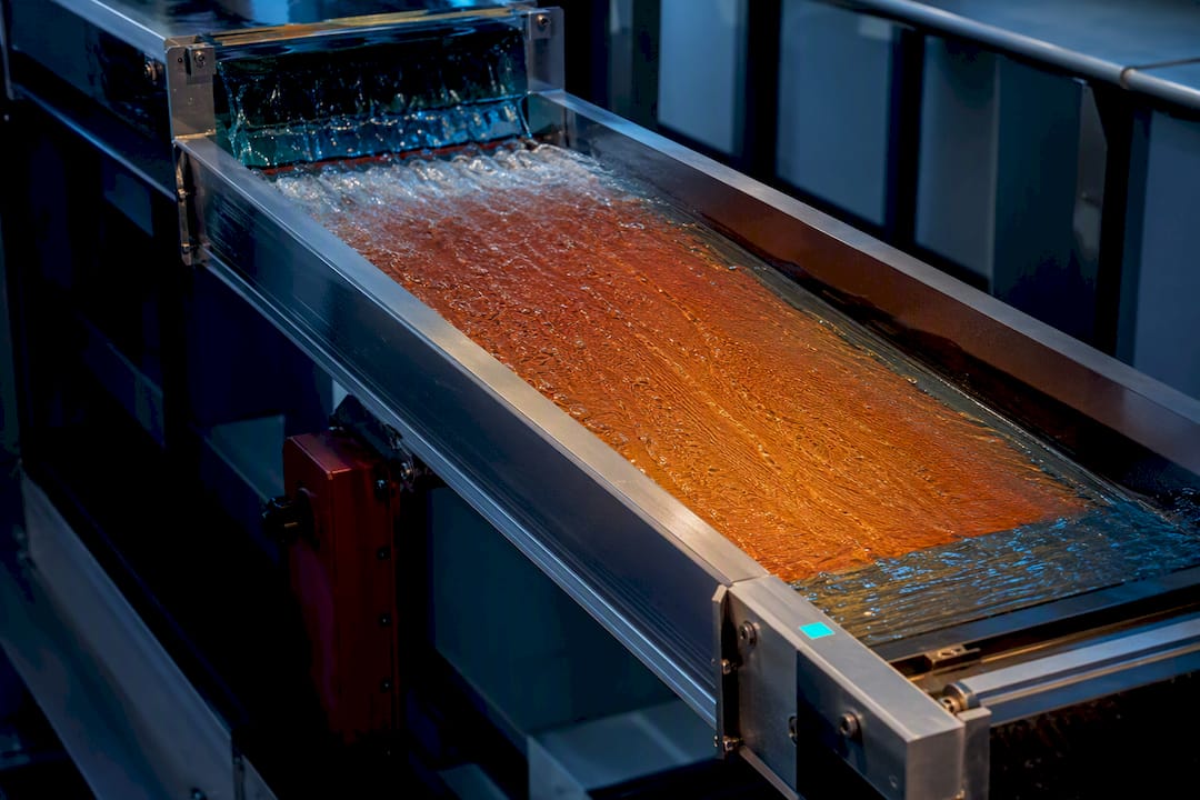 Water flowing over heated surface