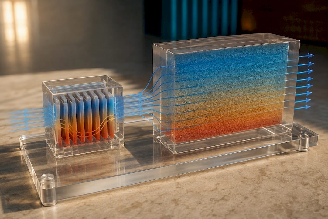 Detailed fins reduced to porous cooling zone