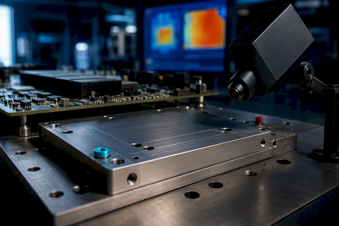 Anonymized PCB beside cooling plate