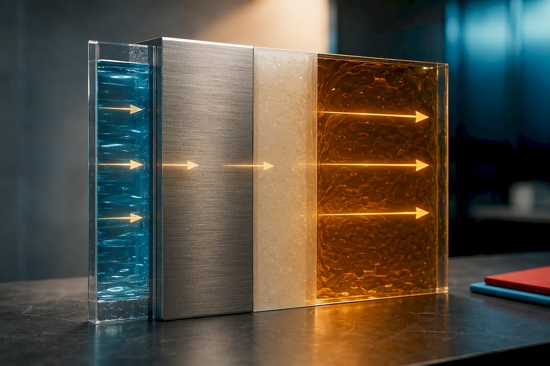 Heat transfer resistance layers through vessel wall