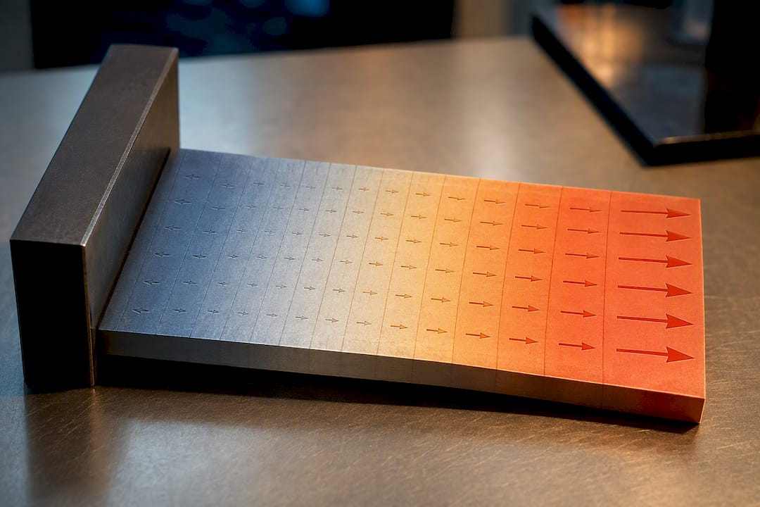 Metal component showing uneven heating gradient