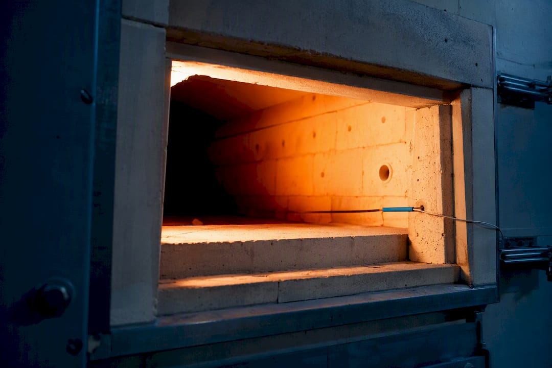 Furnace chamber showing intense radiative heat