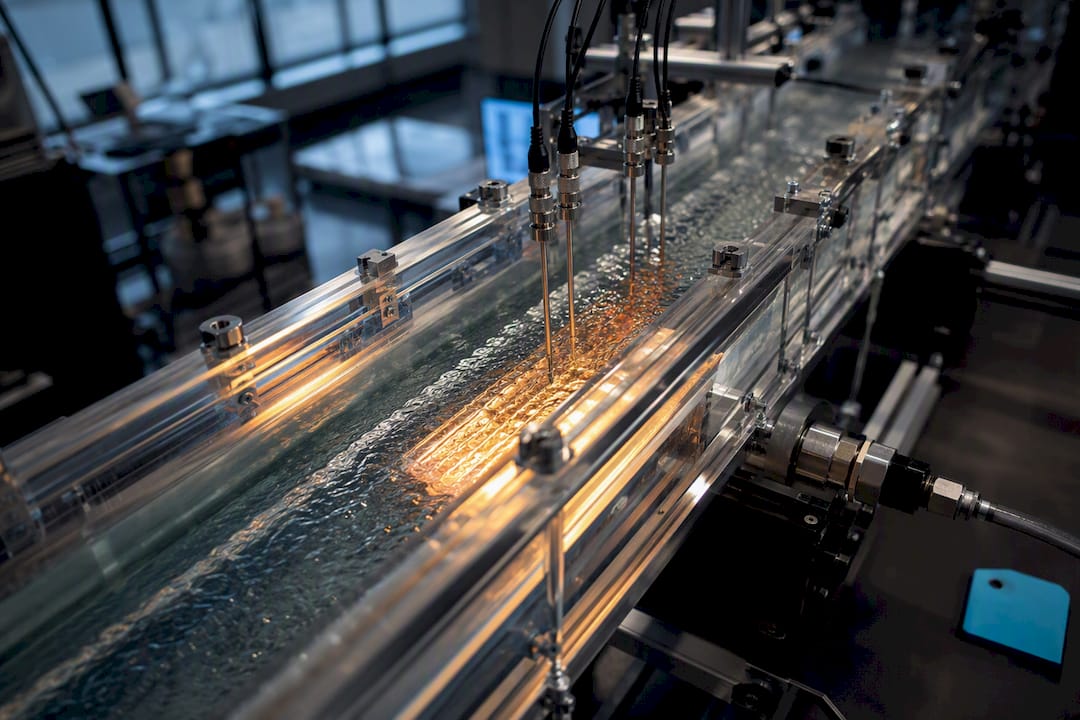 Thermal fluid test channel with temperature probes