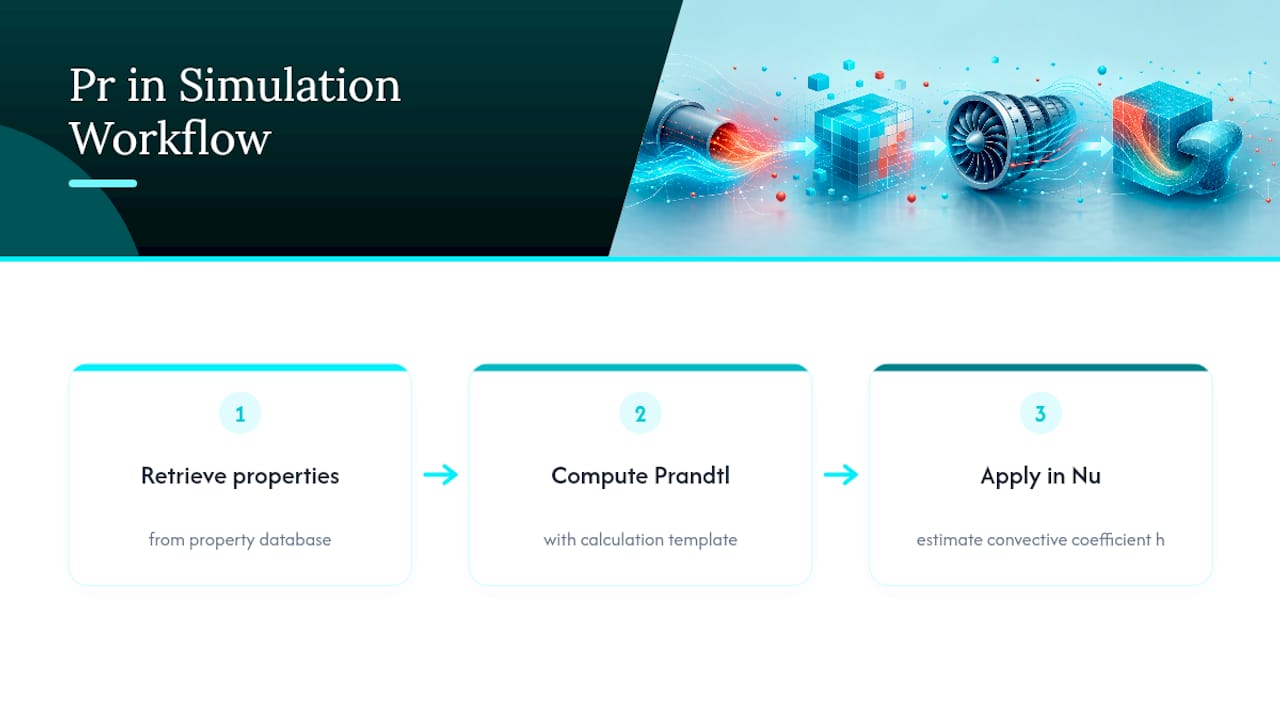 Three-step Prandtl number calculation workflow