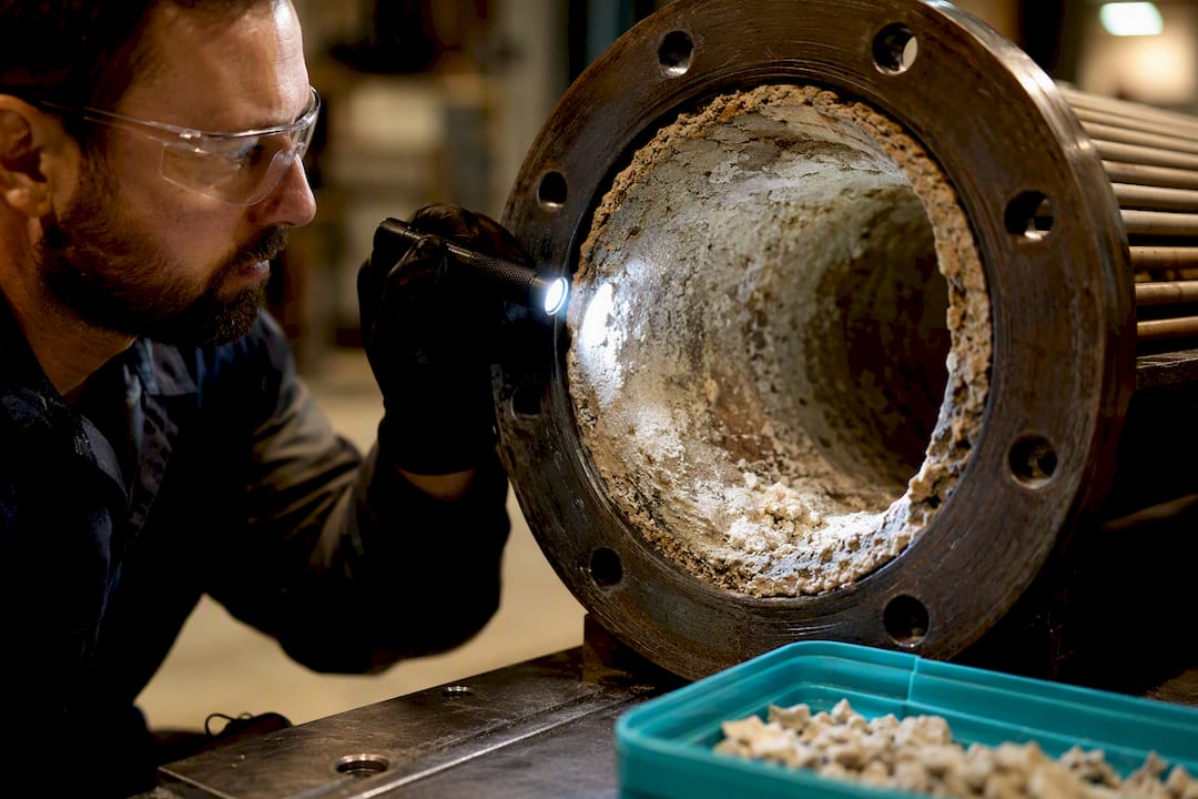 Mineral scale inside a heat exchanger tube