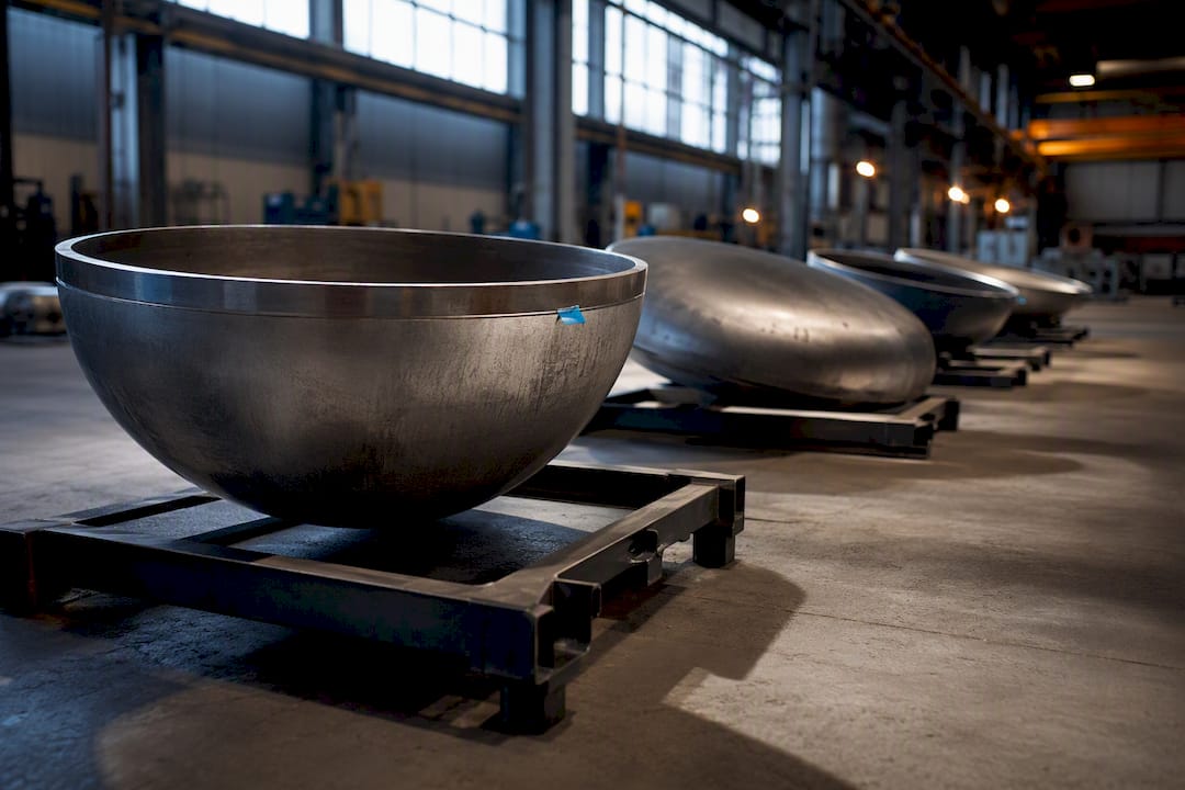 Pressure vessel heads in fabrication hall