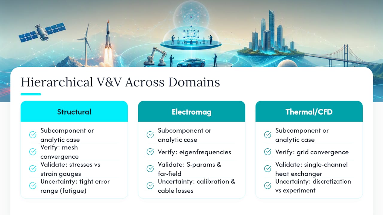 Hierarchical verification and validation across engineering domains
