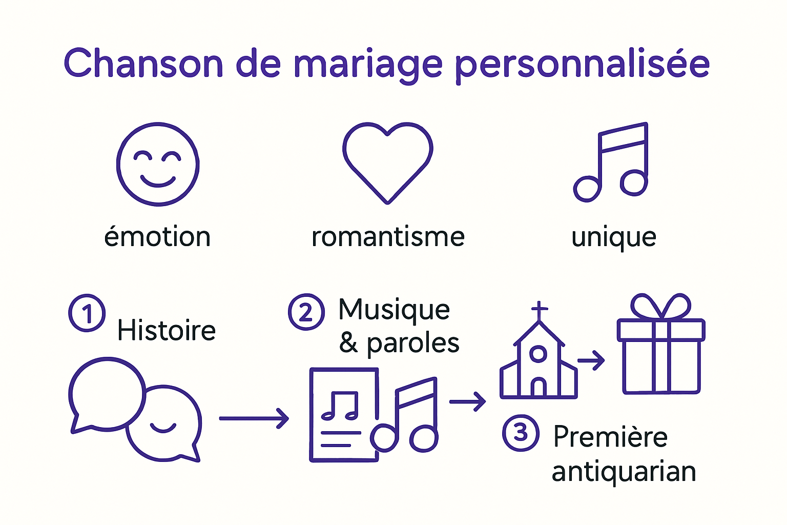 Infographic showing benefits and process of creating a custom wedding song