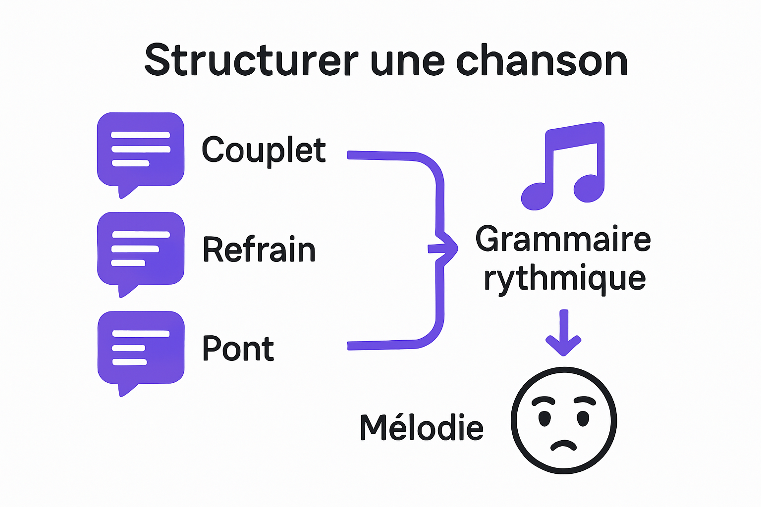 Infographic outlining steps to structure lyrics and melody