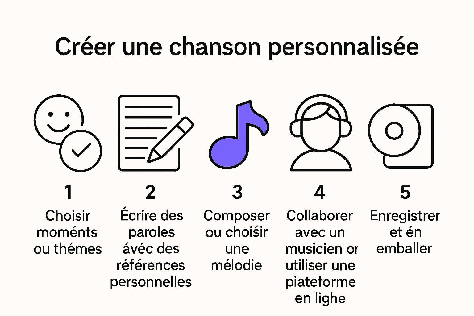 Infographic on steps to create a French custom song