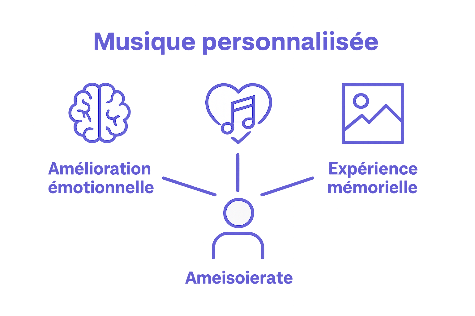 Infografik, die emotionale, bestätigende und erinnerungsbezogene Vorteile personalisierter Musik zeigt