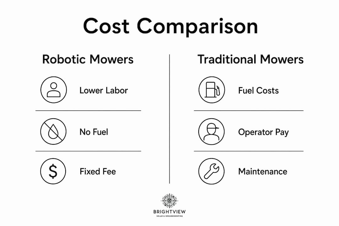 Infographic comparing costs of robotic and traditional mowers