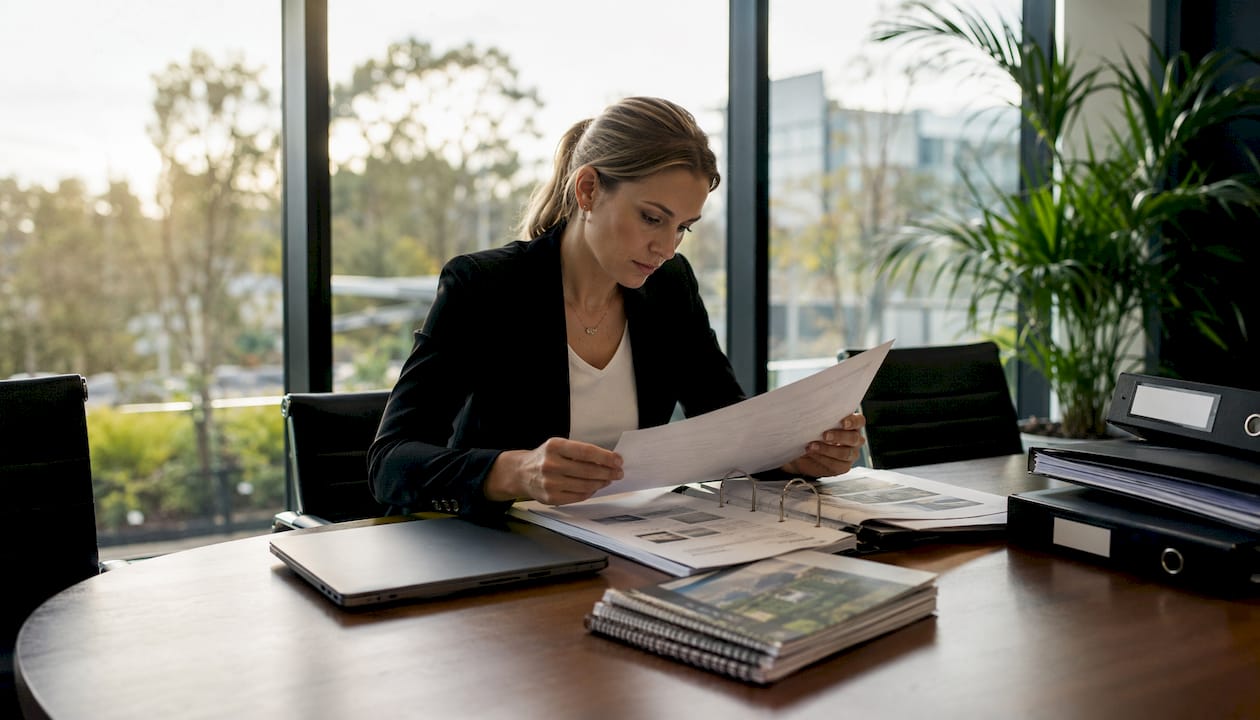 Safety inspector reviewing certification documents