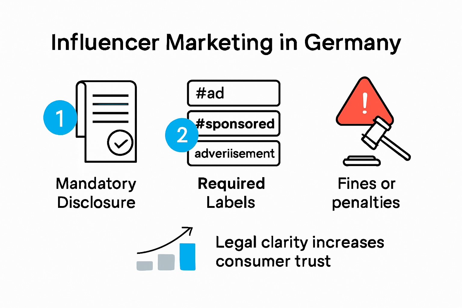 Infographic outlining German influencer marketing laws and disclosure steps