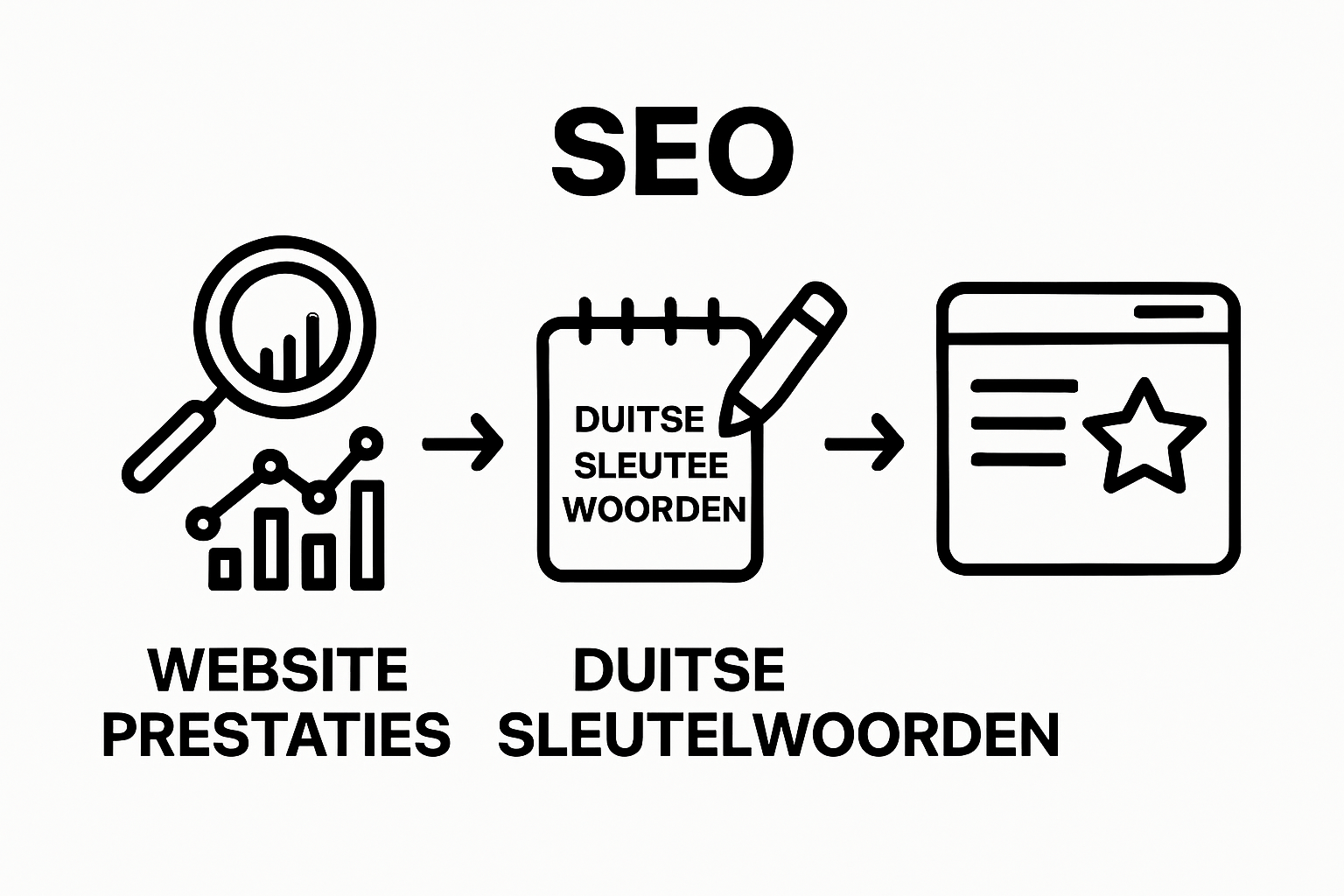 Drie stappen infographic voor Duitse Google optimalisatie