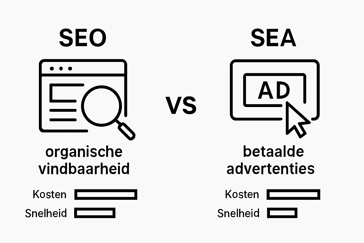Infographic SEO versus SEA basisverschillen