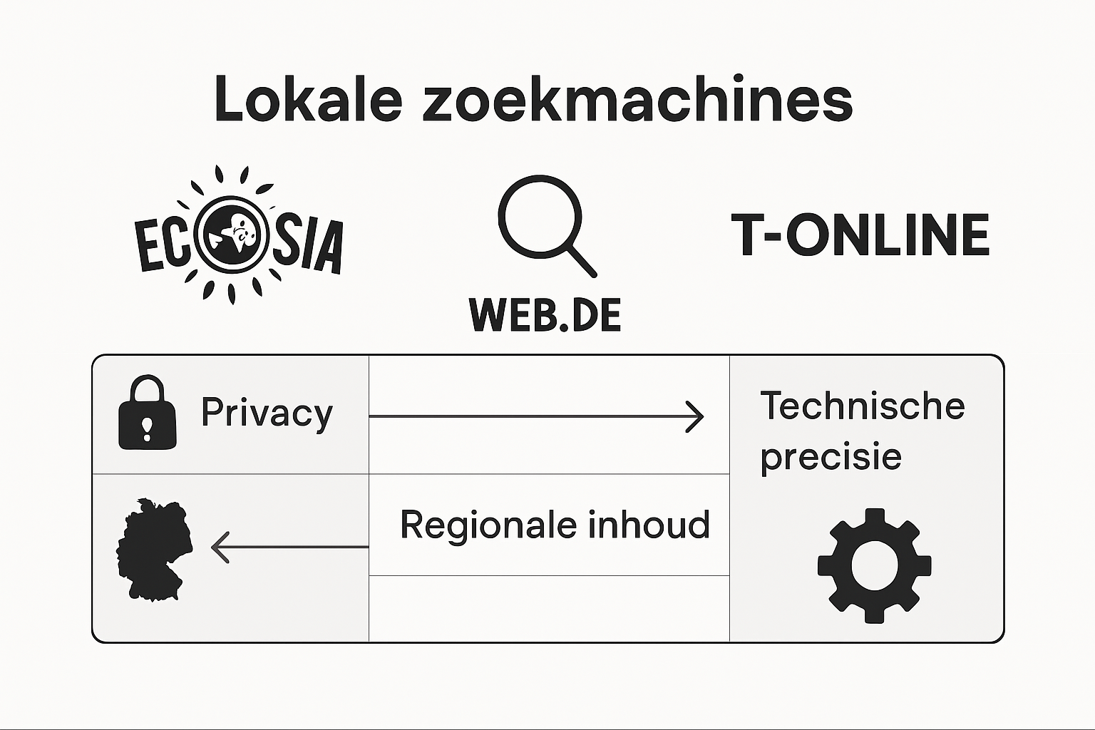 Overzicht van de belangrijkste eigenschappen van Duitse zoekmachines