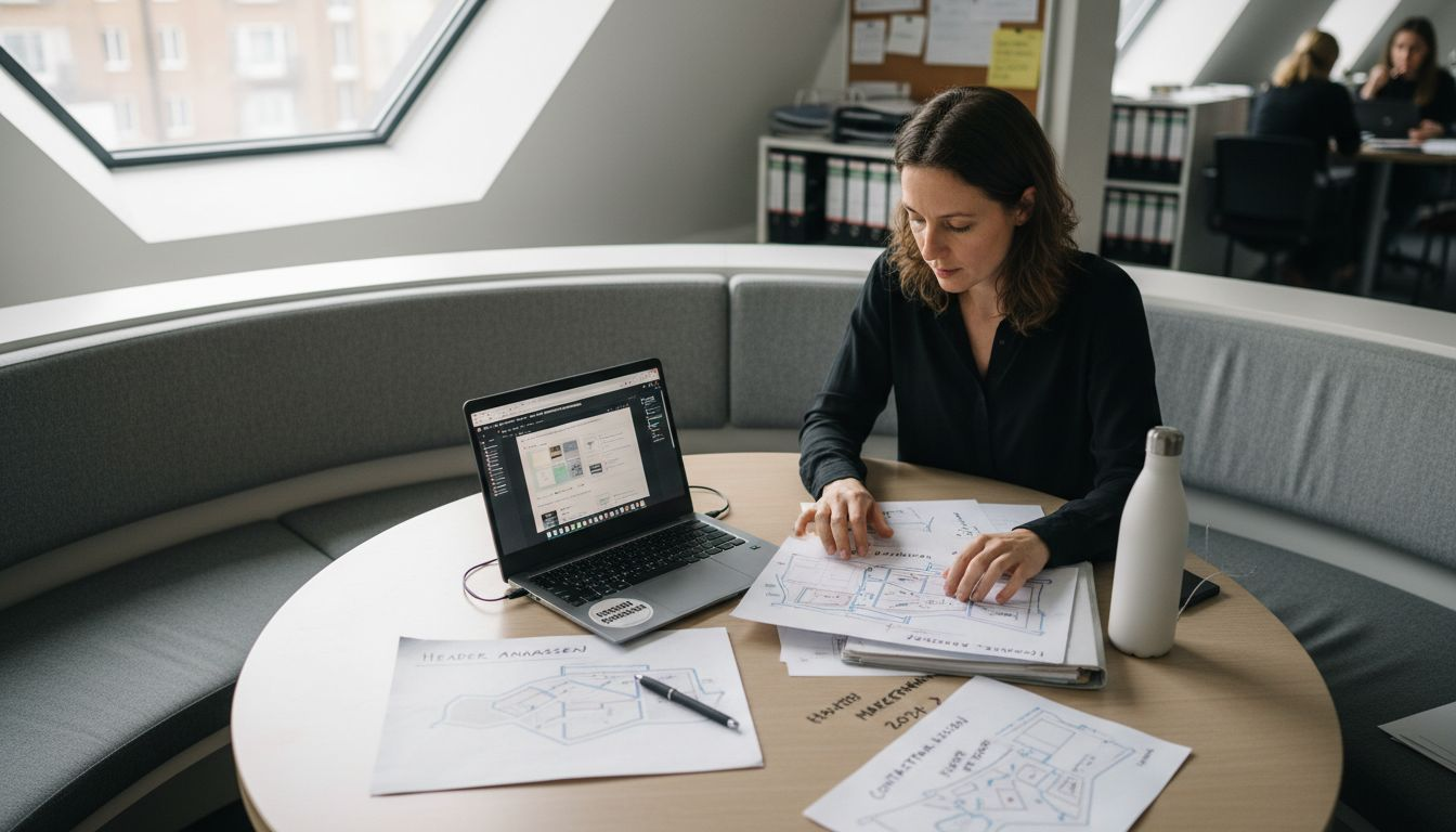 Een marketeer werkt aan het verbeteren van de websitestructuur voor de Duitse markt.