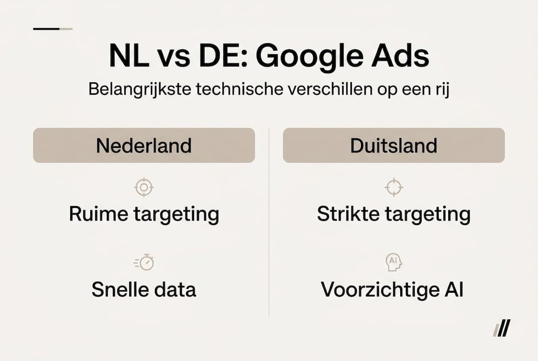 Infographic: de belangrijkste verschillen in Google Ads tussen Nederland en Duitsland