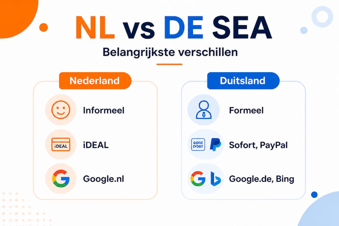 Infographic: de belangrijkste verschillen tussen SEA in Nederland en Duitsland