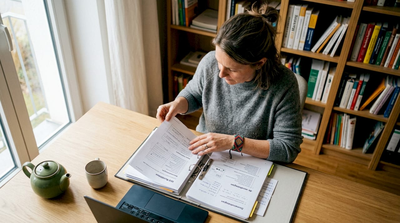 Met zorg Duitse SEO-strategiedocumenten ordenen
