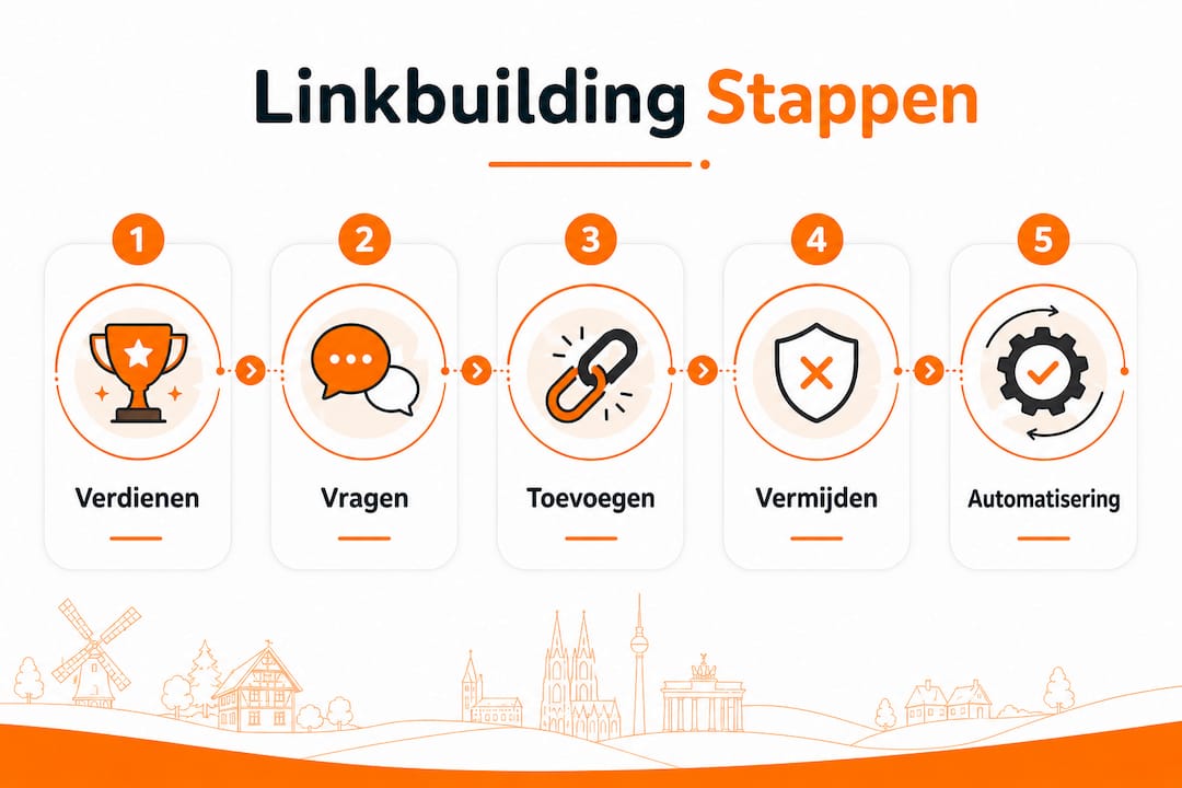 Infographic: zo pak je linkbuilding in Duitsland stap voor stap aan