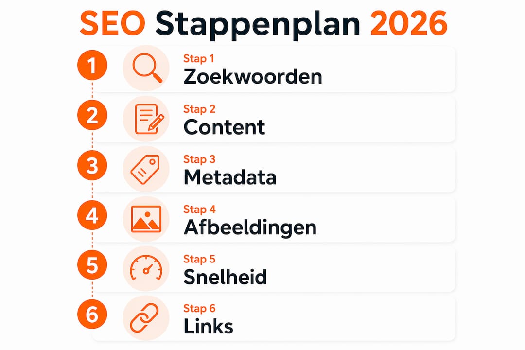 Infographic: stap-voor-stap naar betere SEO in 2026