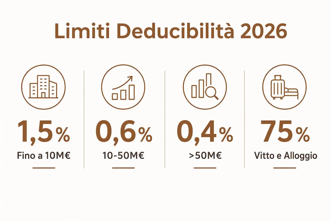 Grafico riepilogativo delle percentuali massime di deducibilità delle spese