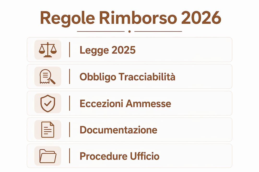 Infografica dettagliata sulle regole e sulle modalità di rimborso spese previste per il 2026